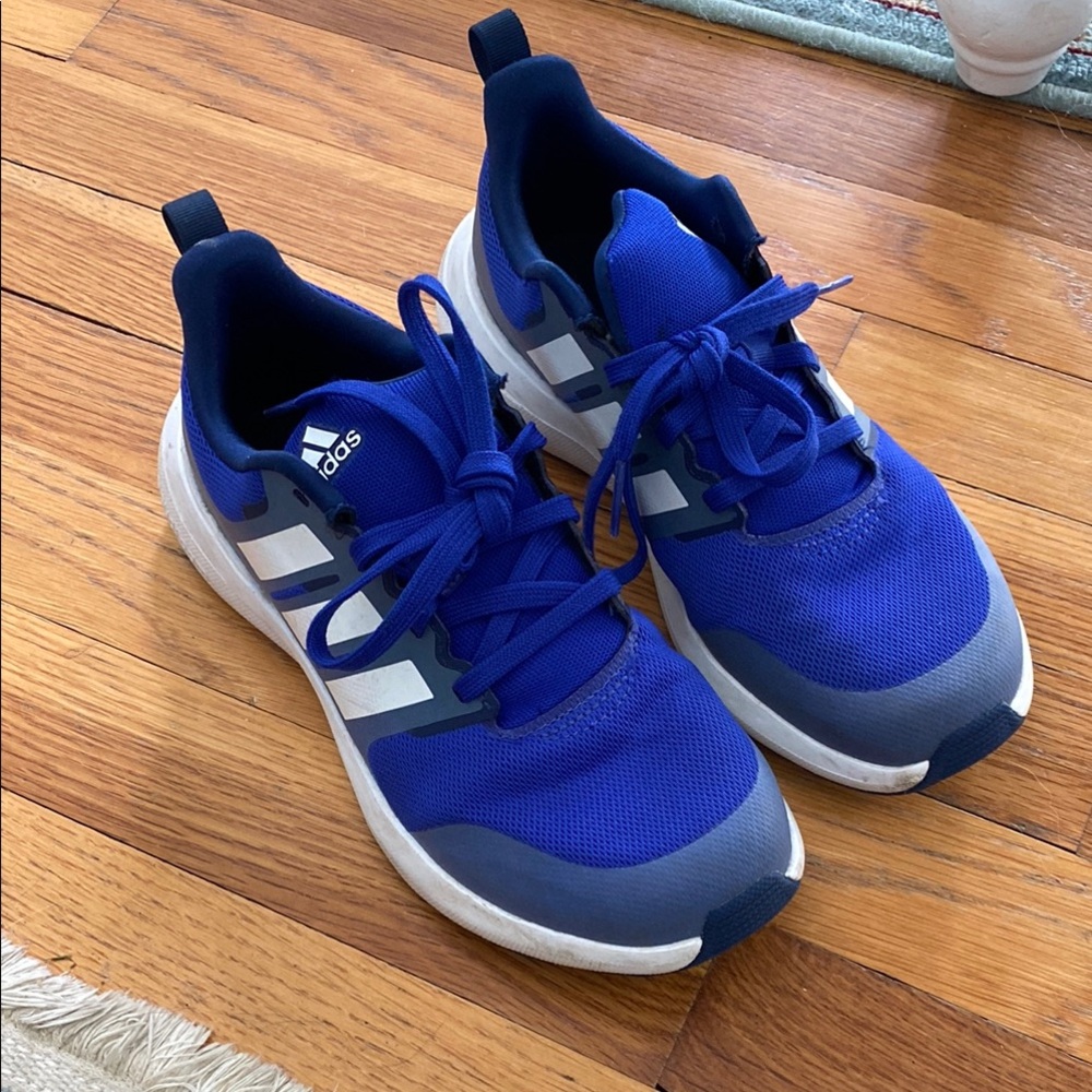 Adidas Kids Royal Blue and White Sneakers size 4 1/2 hardly worn